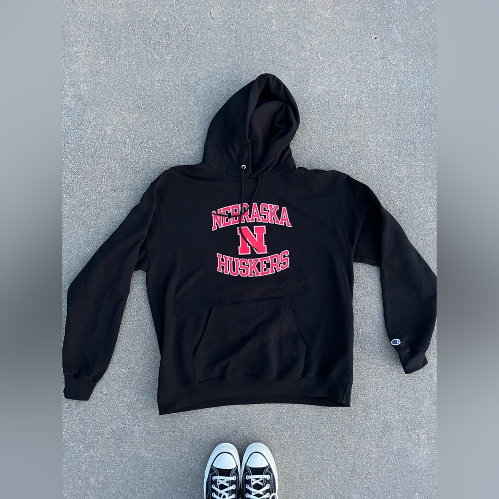 Over sized Nebraska hoodie! Size:XL black, Champion